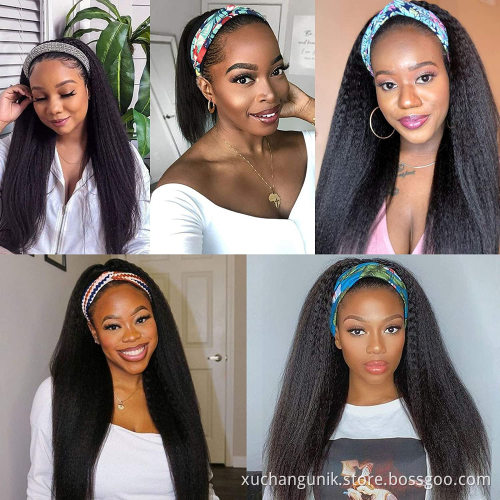 Uniky 30 Inch High Quality Virgin Remy Human Hair Wig Kinky Straight Yaki Full Lace Braided Natural Wigs for Women